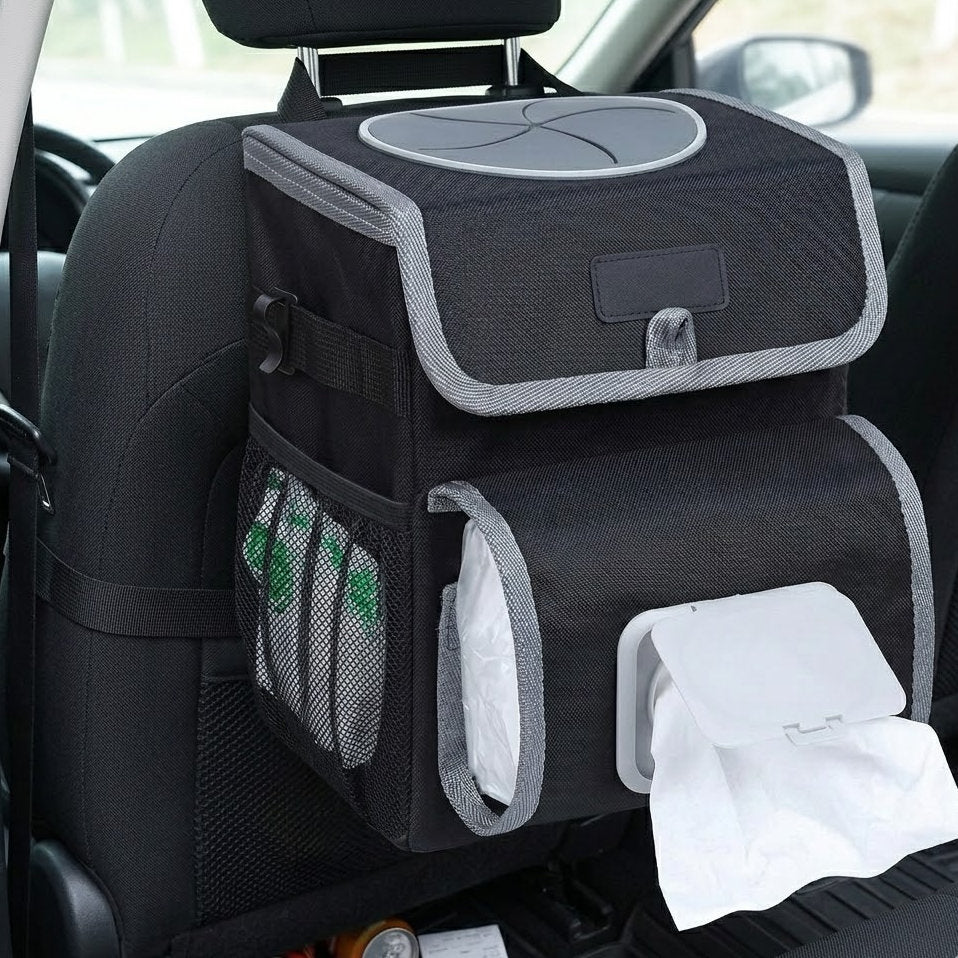 Miratero Elite Series: Premium Waterproof Car Trash Bin & Cabin Organizer | Sleek All-in-One Design with Integrated Tissue Dispenser - Durable, High-Capacity & Easy to Clean