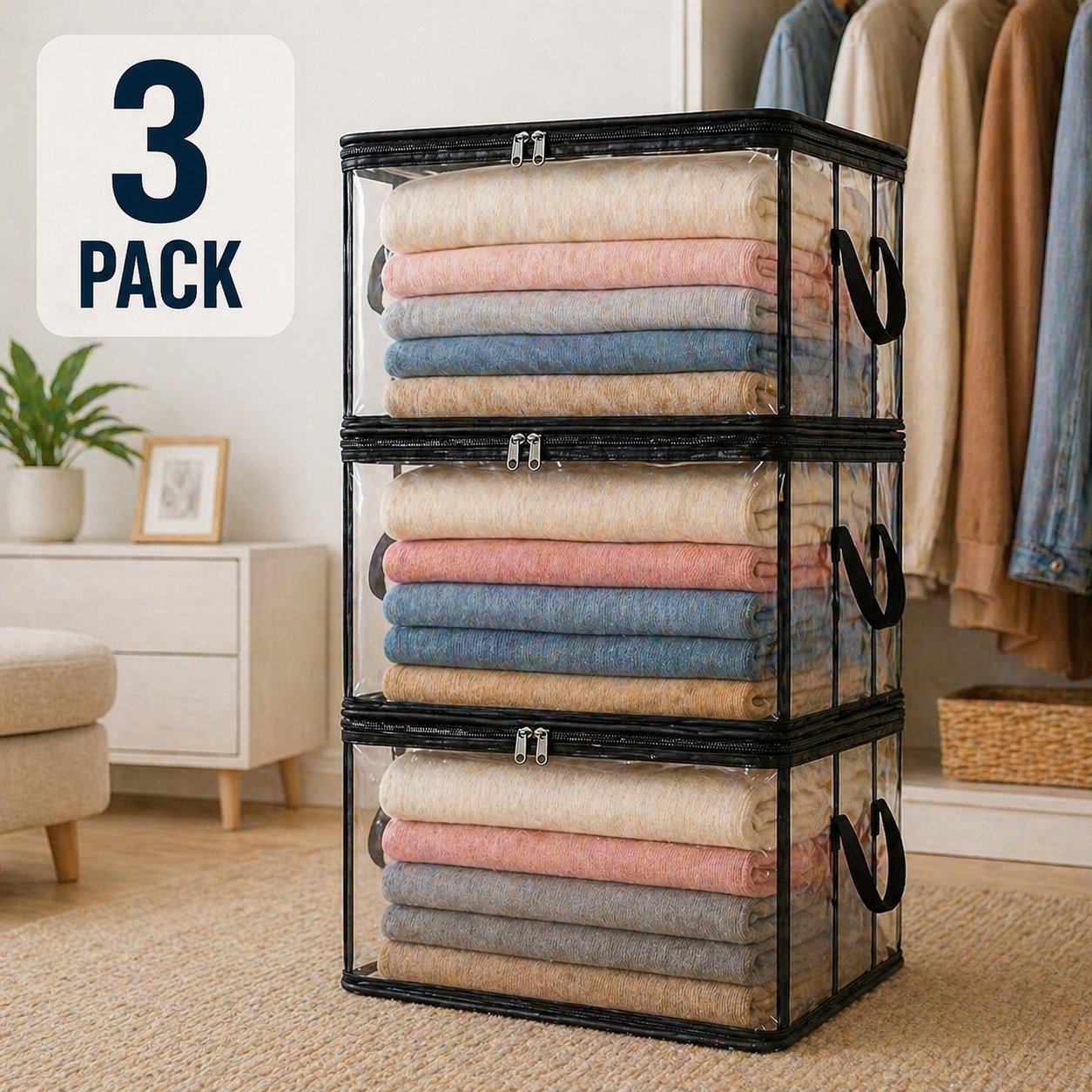 🎁LAST DAY 50% OFF ✨📦Miratero®Large Heavy-Duty Thick Plastic Clear Storage