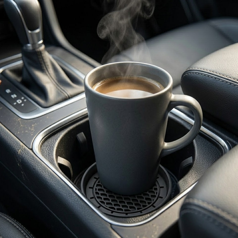 Miratero Premium Car Cup Holder Coasters - 4 Pack Universal Non-Slip Silicone Vehicle Coasters with Deep Honeycomb Grip - Heat Resistant & Easy to Clean Automotive Interior Accessories