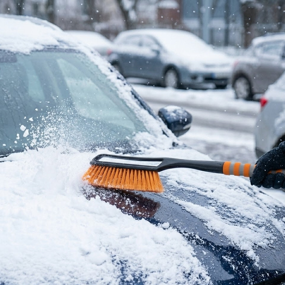 Miratero 2-in-1 Car Snow Brush and Ice Scraper - Heavy Duty Extendable Snow Mover with Non-Scratch Bristles & Ergonomic Foam Grip - Essential Winter Automotive Tool for Cars, SUVs & Trucks