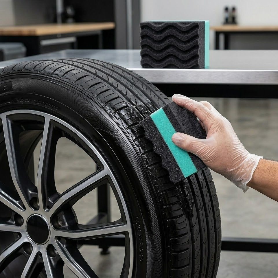 Miratero No-Mess Tire Shine Applicator - High-Density Contour Wave Foam for Uniform Coating & Brilliant Gloss