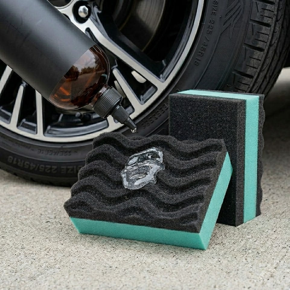 Miratero No-Mess Tire Shine Applicator - High-Density Contour Wave Foam for Uniform Coating & Brilliant Gloss