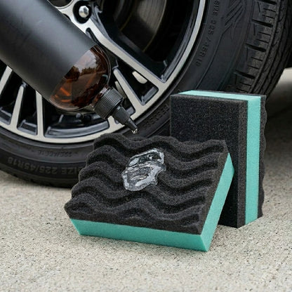 Miratero No-Mess Tire Shine Applicator - High-Density Contour Wave Foam for Uniform Coating & Brilliant Gloss