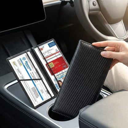 Miratero Executive Carbon Fiber Document Wallet: Luxury Glove Compartment Organizer for Essential Car Paperwork | Sleek, Compact & Durable Vehicle Insurance Holder Case
