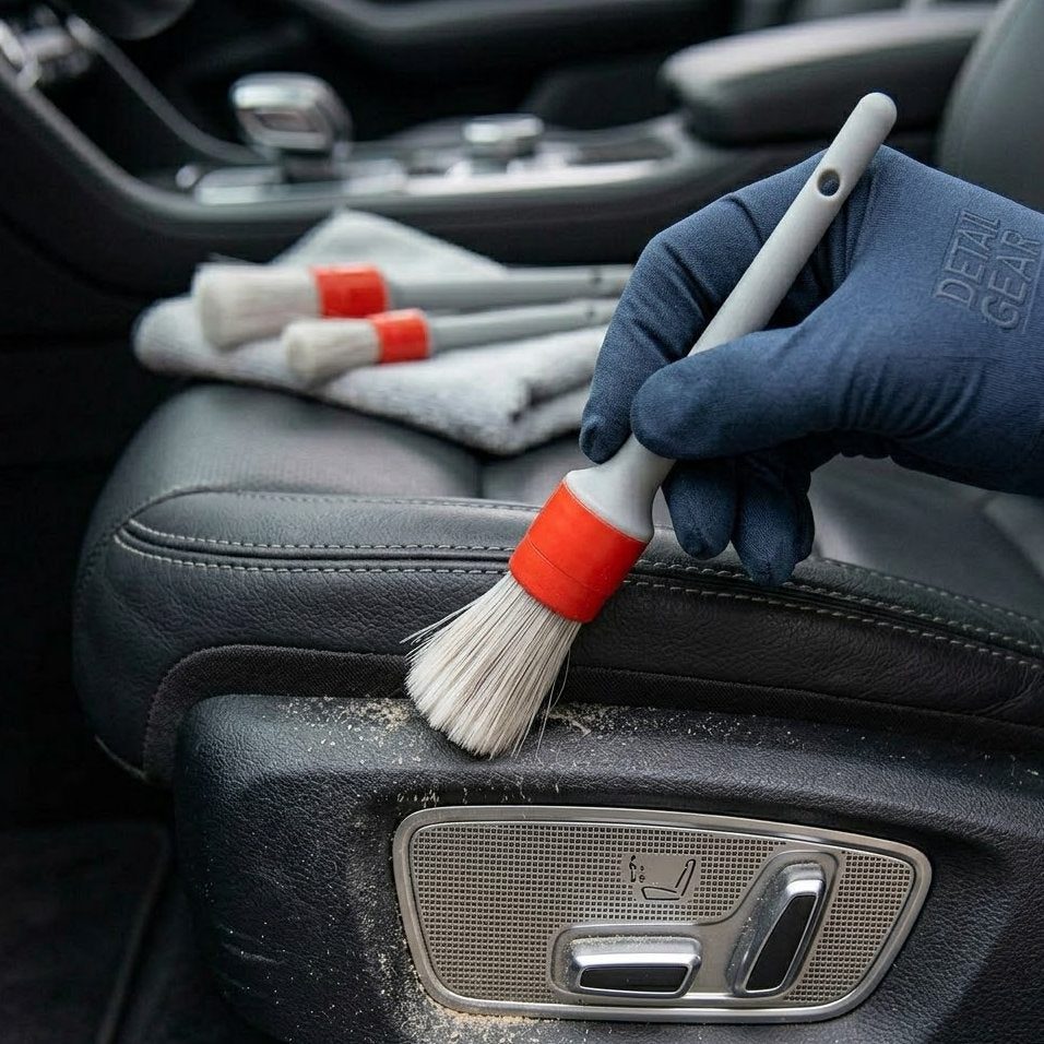 Miratero Premium Car Detailing Brush Set for Sensitive Surfaces - Multi-Functional Automotive Interior Duster for Vents, Screens, Trims & Dashboards - Soft Bristles for Scratch-Free Cleaning