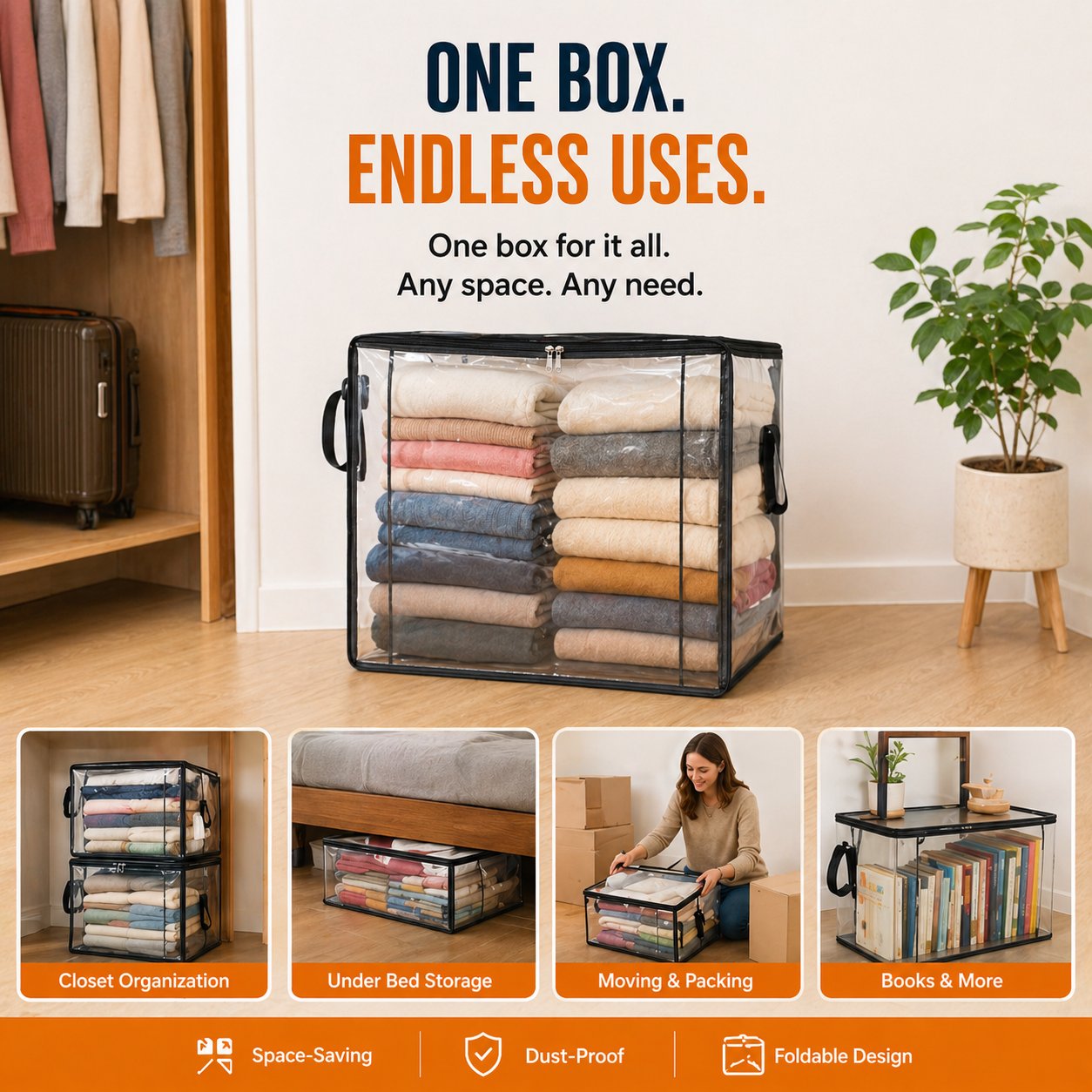 🎁💞LAST DAY 75% OFF ✨📦Miratero®Large Heavy-Duty Thick Plastic Clear Storage