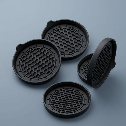 Miratero Premium Car Cup Holder Coasters - 4 Pack Universal Non-Slip Silicone Vehicle Coasters with Deep Honeycomb Grip - Heat Resistant & Easy to Clean Automotive Interior Accessories