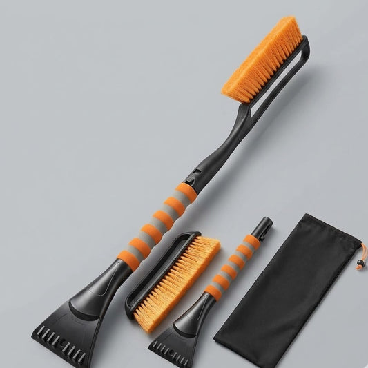 Miratero 2-in-1 Car Snow Brush and Ice Scraper - Heavy Duty Extendable Snow Mover with Non-Scratch Bristles & Ergonomic Foam Grip - Essential Winter Automotive Tool for Cars, SUVs & Trucks