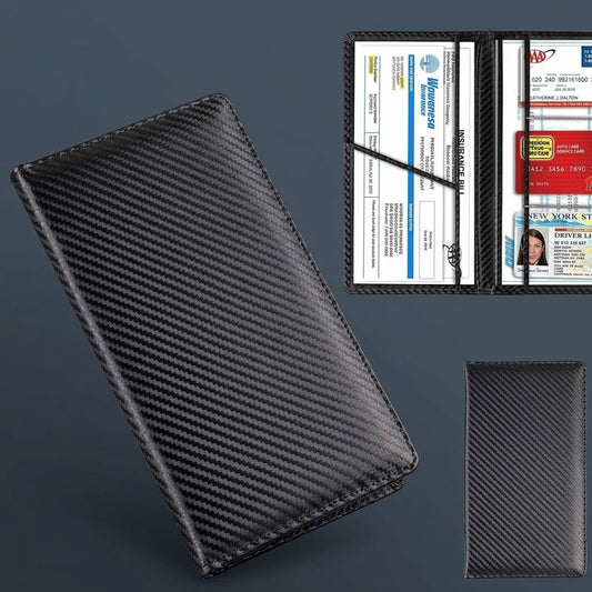 Miratero Executive Carbon Fiber Document Wallet: Luxury Glove Compartment Organizer for Essential Car Paperwork | Sleek, Compact & Durable Vehicle Insurance Holder Case